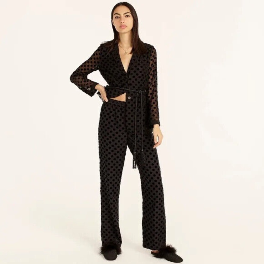 J Crew Flocked Dot Velvet Trousers